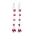 Rhodonite and quartz cluster dangle earrings, 'Sweet Cubes' - Rhodonite and Quartz Cluster Dangle Earrings from Thailand