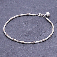 Silver beaded bracelet, 'Hill Tribe Ring'