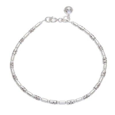 Silbernes Perlenarmband - Karen Silberperlenarmband mit klingelnder Glocke aus Thailand