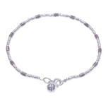 Silver beaded bracelet, 'Hill Tribe Ring' - Karen Silver Beaded Bracelet with Ringing Bell from Thailand