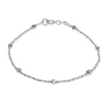 Silver beaded bracelet, 'Cute Hill Tribe' - Spiral Pattern Karen Silver Beaded Bracelet from Thailand