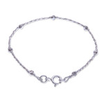 Silver beaded bracelet, 'Cute Hill Tribe' - Spiral Pattern Karen Silver Beaded Bracelet from Thailand