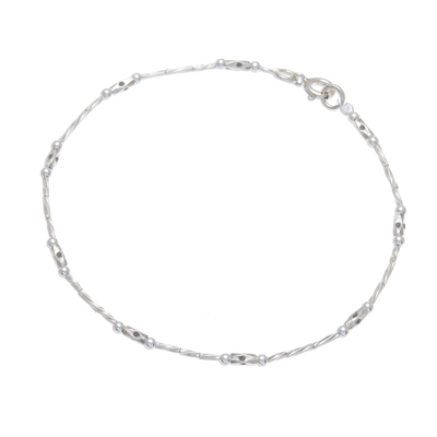 Silbernes Perlenarmband - Spiralmuster-Karen-Silberperlenarmband aus Thailand