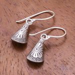 Silver dangle earrings, 'Hill Tribe Cones' - Conical Karen Silver Dangle Earrings from Thailand
