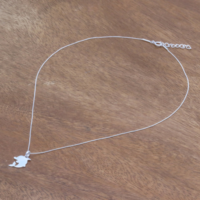 Sterling silver pendant necklace, 'Brushed Dolphin' - Sterling Silver Dolphin Pendant Necklace from Thailand