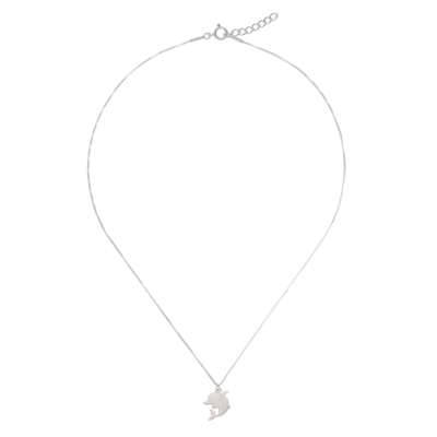 Sterling silver pendant necklace, 'Brushed Dolphin' - Sterling Silver Dolphin Pendant Necklace from Thailand