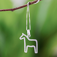 Sterling silver pendant necklace, 'Cool Horse' - Sterling Silver Horse Pendant Necklace from Thailand