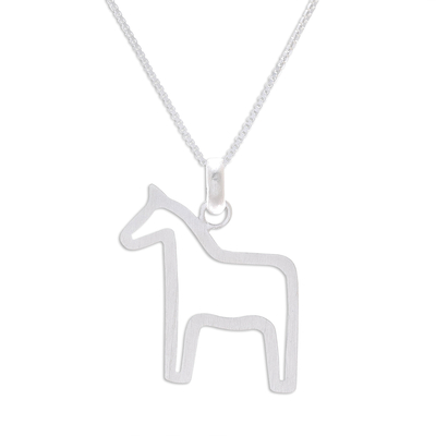 Collar colgante de plata esterlina - Collar con colgante de caballo de plata esterlina de Tailandia