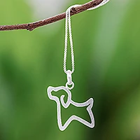 Sterling silver pendant necklace, 'Cool Puppy'