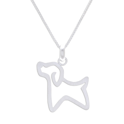 Sterling silver pendant necklace, 'Cool Puppy' - Sterling Silver Puppy Pendant Necklace from Thailand