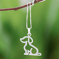 Sterling silver pendant necklace, 'Cool Dachshund' - Sterling Silver Dachshund Pendant Necklace from Thailand