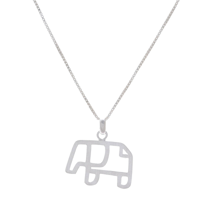 Collar colgante de plata de ley - Collar con colgante de elefante geométrico de plata de primera ley