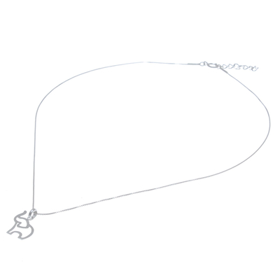 Halskette mit Anhänger aus Sterlingsilber - Halskette mit Elefantenanhänger aus gebürstetem Sterlingsilber