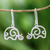 Sterling silver dangle earrings, 'Curled Ears' - Curly Sterling Silver Elephant Dangle Earrings (image 2) thumbail