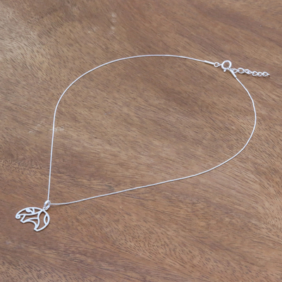 Halskette mit Anhänger aus Sterlingsilber - Gebogene Halskette mit Elefantenanhänger aus Sterlingsilber