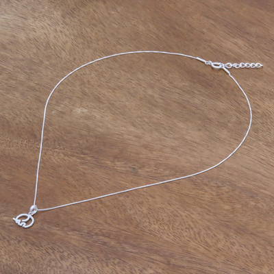 Halskette mit Anhänger aus Sterlingsilber - Runde Halskette mit Elefantenanhänger aus Sterlingsilber