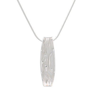 Sterling silver pendant necklace, 'Fascinating Ripples' - Modern Sterling Silver Pendant Necklace from Thailand
