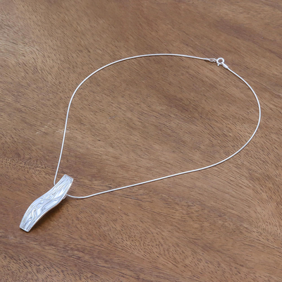 Sterling silver pendant necklace, 'Fascinating Ripples' - Modern Sterling Silver Pendant Necklace from Thailand