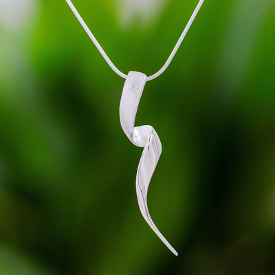 Sterling silver pendant necklace, 'Modern Thunder' - Abstract Lightning Bolt Sterling Silver Pendant Necklace