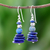 Lapis lazuli and variscite beaded dangle earrings, 'Stone Stacks' - Lapis Lazuli and Variscite Beaded Dangle Earrings (image 2) thumbail