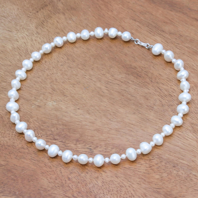 collar de perlas cultivadas - Collar de perlas cultivadas blancas de Tailandia