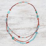 Multi-gemstone long beaded strand necklace, 'Boho Charm' - Multi-Gemstone Beaded Strand Necklace from Thailand