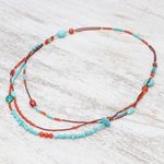 Multi-gemstone long beaded strand necklace, 'Boho Charm' - Multi-Gemstone Beaded Strand Necklace from Thailand