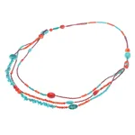 Multi-gemstone long beaded strand necklace, 'Boho Charm' - Multi-Gemstone Beaded Strand Necklace from Thailand