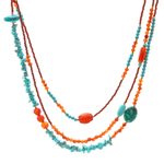 Multi-gemstone long beaded strand necklace, 'Boho Charm' - Multi-Gemstone Beaded Strand Necklace from Thailand
