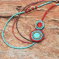 Multi-gemstone long beaded strand necklace, 'Tropical Bohemian'