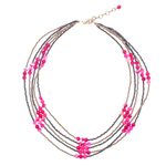 Quartz and agate beaded strand necklace, 'Boho Elegance in Pink' - Pink Quartz and Agate Beaded Strand Necklace from Thailand