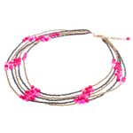 Quartz and agate beaded strand necklace, 'Boho Elegance in Pink' - Pink Quartz and Agate Beaded Strand Necklace from Thailand