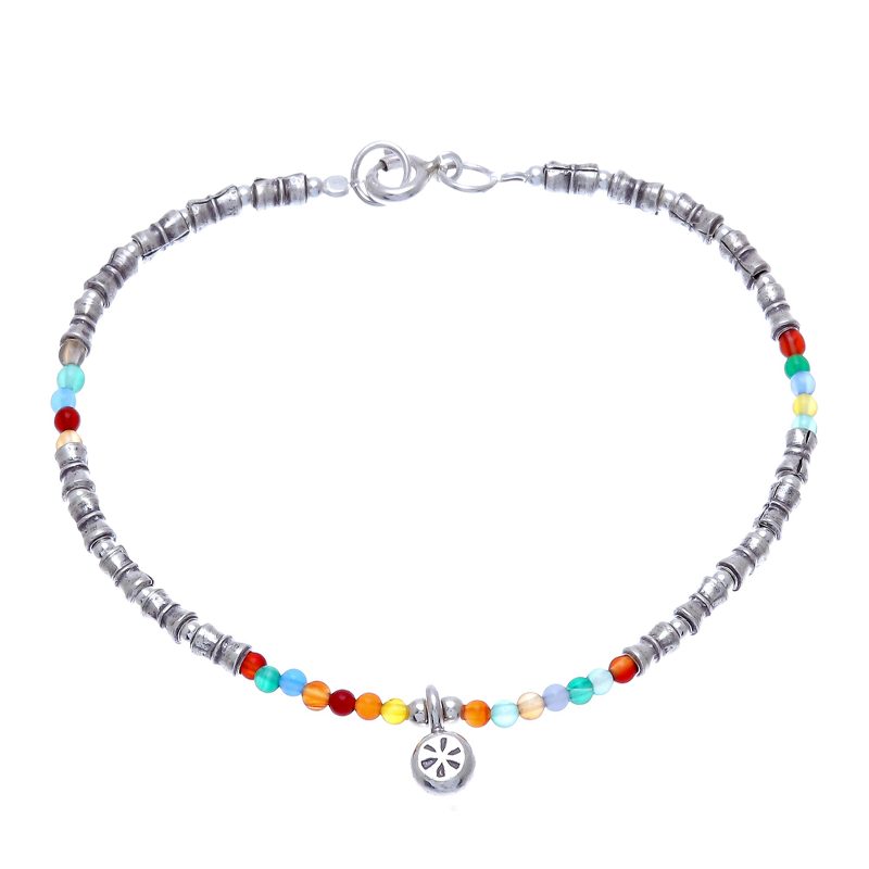 ［a-BL201] Karen Silver Bracelet 17cm 950 to 999 pure Fine Hand Made Karen Silver Hill Tribe Bead