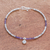 Amethyst beaded bracelet, 'Karen Glee' - Karen Silver Amethyst Beaded Bracelet from Thailand (image 2) thumbail