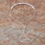 Sterling silver beaded bracelet, 'Message of Belief' - Beaded Sterling Silver Bracelet Crafted in Thailand