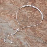 Sterling silver beaded bracelet, 'Message of Belief' - Beaded Sterling Silver Bracelet Crafted in Thailand