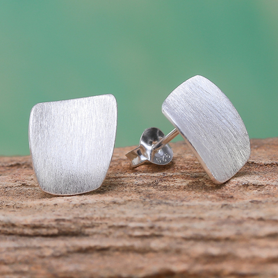 Sterling silver stud earrings, 'Creative Art' - Abstract Modern Sterling Silver Stud Earrings from Thailand