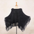 Short cotton poncho, 'Charming Knit in Onyx' - Short Knit Cotton Poncho in Onyx from Thailand
