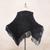 Short cotton poncho, 'Charming Knit in Onyx' - Short Knit Cotton Poncho in Onyx from Thailand