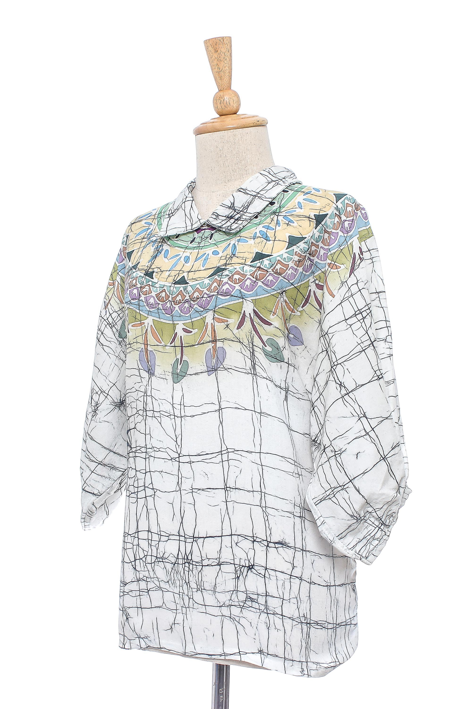 Cotton Batik Tunic Top with Colorful Designs from Thailand - Batik ...