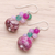 Jasper and quartz beaded cluster earrings, 'Exotic Colors' - Jasper and Quartz Beaded Cluster Earrings from Thailand (image 2b) thumbail