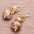 Multi-gemstone beaded cluster earrings, 'Beautiful Glam in Brown' - Multi-Gemstone Beaded Cluster Earrings in Brown (image 2b) thumbail