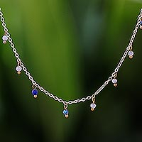 Gold plated quartz charm necklace, 'Fabulous Night'