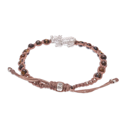 Tigeraugen-Perlen-Anhänger-Armband, 'Pi Xiu Reichtum'. - Pi Xiu Tigeraugen-Perlen-Anhänger-Armband aus Thailand