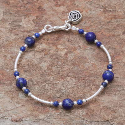 Lapis lazuli beaded bracelet, Fascinating Rose