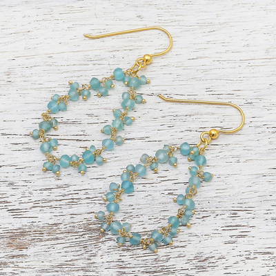 Gold-plated apatite waterfall earrings, 'Arctic Dream' - Gold-Plated Apatite Waterfall Earrings from Thailand