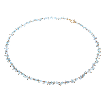 Gold-plated apatite link necklace, 'Arctic Dream' - Gold-Plated Apatite Charm Necklace from Thailand