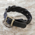 Braided leather wristband bracelet, 'Everyday Charm in Black' - Braided Leather Wristband Bracelet in Black from Thailand