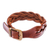 Braided leather wristband bracelet, 'Everyday Charm in Chestnut' - Leather Braided Wristband Bracelet in Chestnut from Thailand (image 2c) thumbail