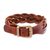 Braided leather wristband bracelet, 'Everyday Charm in Chestnut' - Leather Braided Wristband Bracelet in Chestnut from Thailand